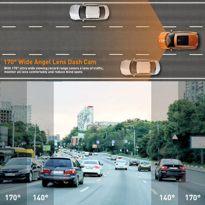 Dash Cam Front & Rear 1080P Full HD Night Vision, Parking Mode, G-Sensor, Loop Recording, WDR, 3-Inch LCD