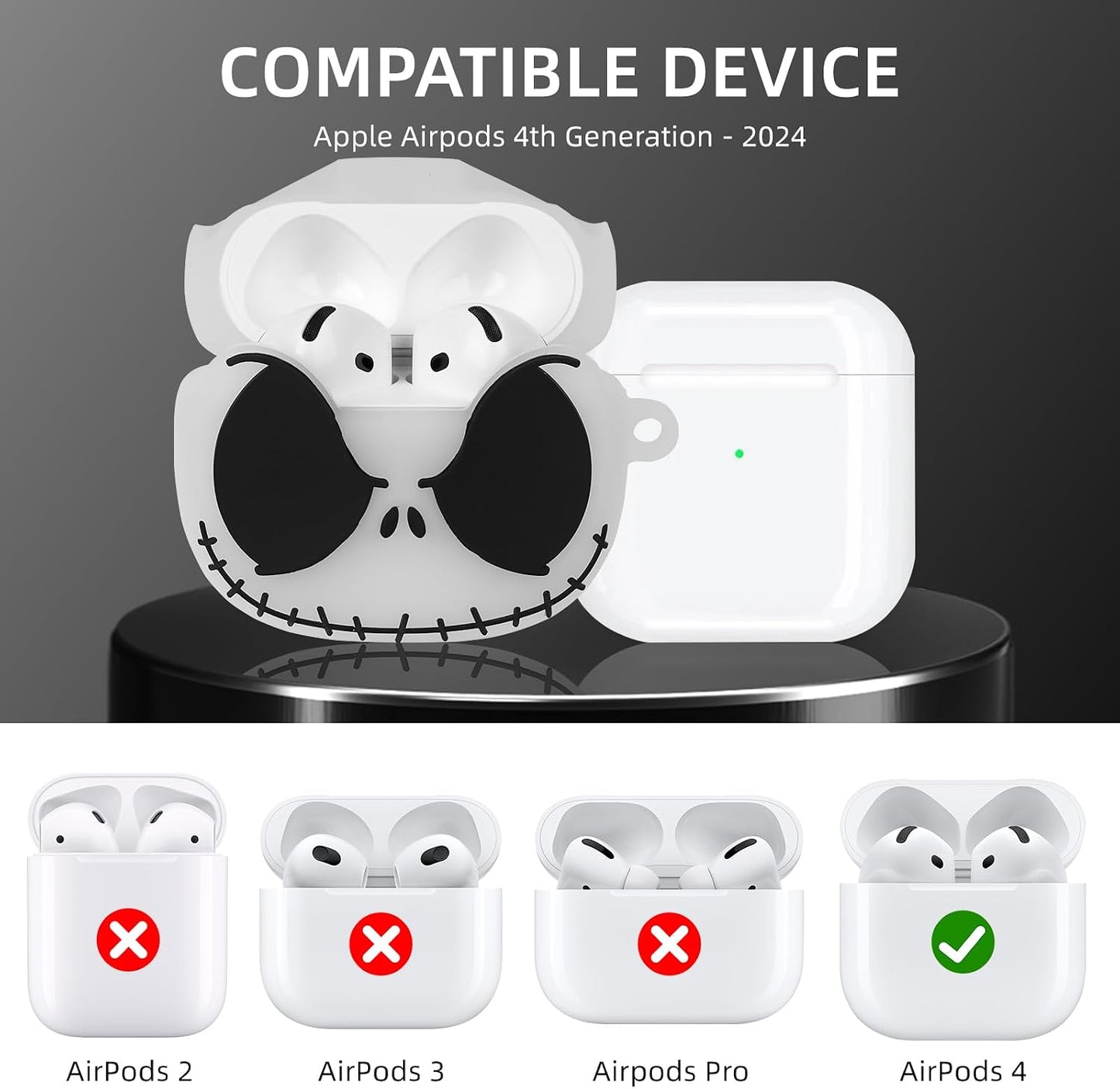 Glow in the Dark Airpods 4 Case with Cleaner Kit&Cute Panda Keychain
