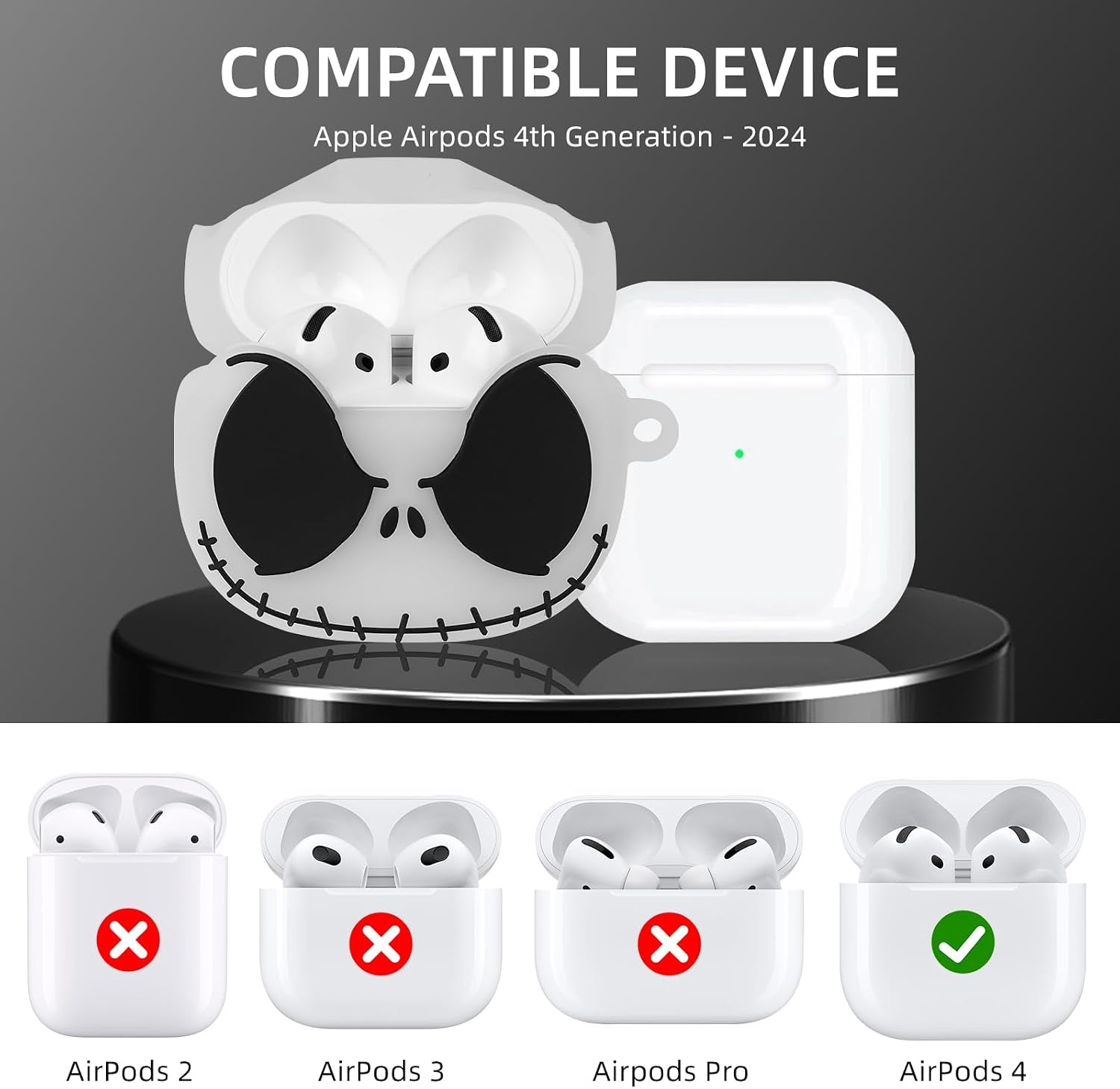 Glow in the Dark Airpods 4 Case with Cleaner Kit&Cute Panda Keychain