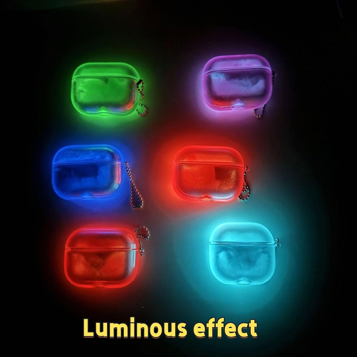 Earbuds Cover Compatible with Airpods 1/2/3, Glow-In-The-Dark Quicksand Earbud Case for Airpods 4 & Pro Series, Includes 2 Luminous Stickers