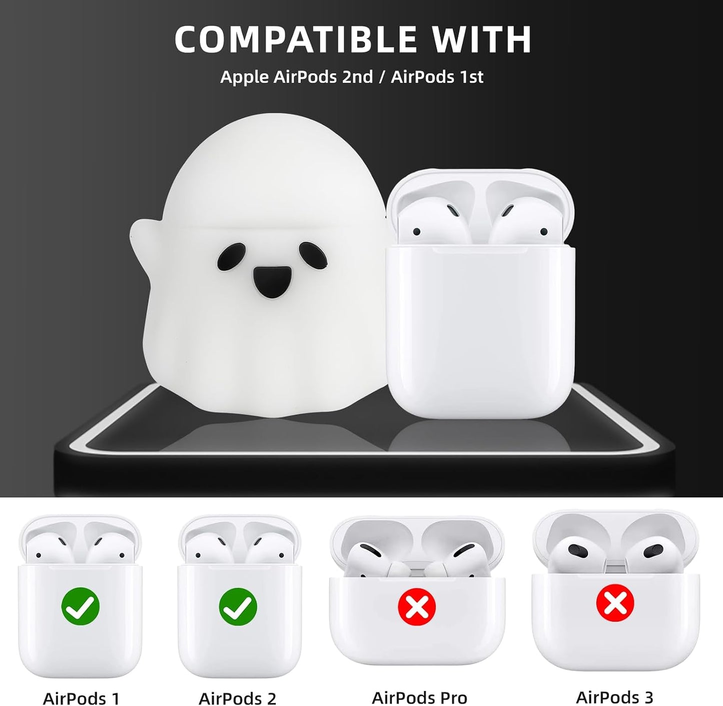 Compatible with Airpods 2/1 Case Cover Cute, Glow in the Dark