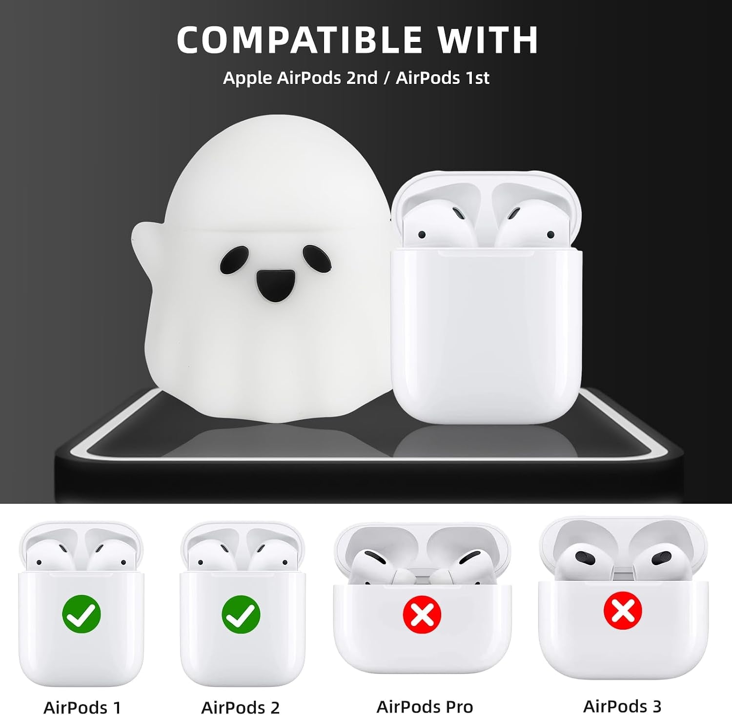 Compatible with Airpods 2/1 Case Cover Cute, Glow in the Dark