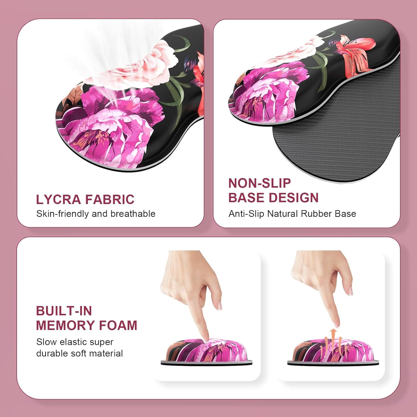 Mouse Pad Set, Peony Flower Desk Mat for Keyboard and Mouse
