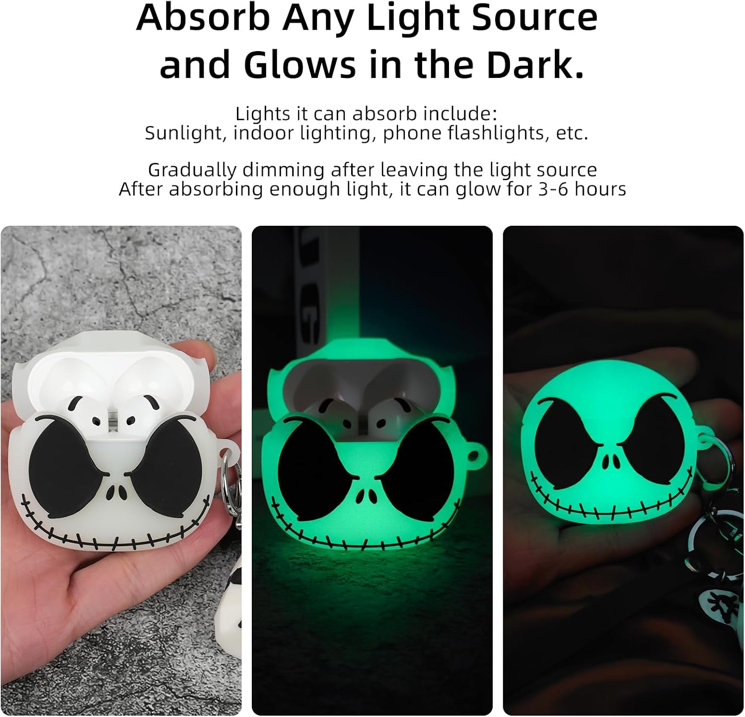 Glow in the Dark Airpods 4 Case with Cleaner Kit&Cute Panda Keychain
