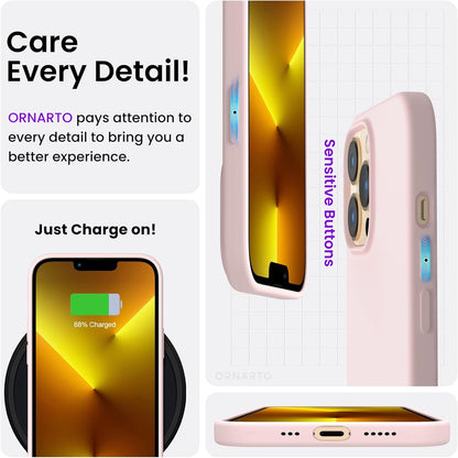 for Iphone 13 Pro Case, Slim Liquid Silicone, Chalk Pink