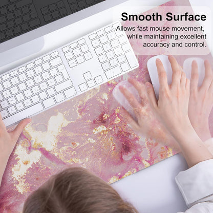 PU Leather Large Mouse Pad, Office Decor, 31.5" X 15.7", Rose Gold