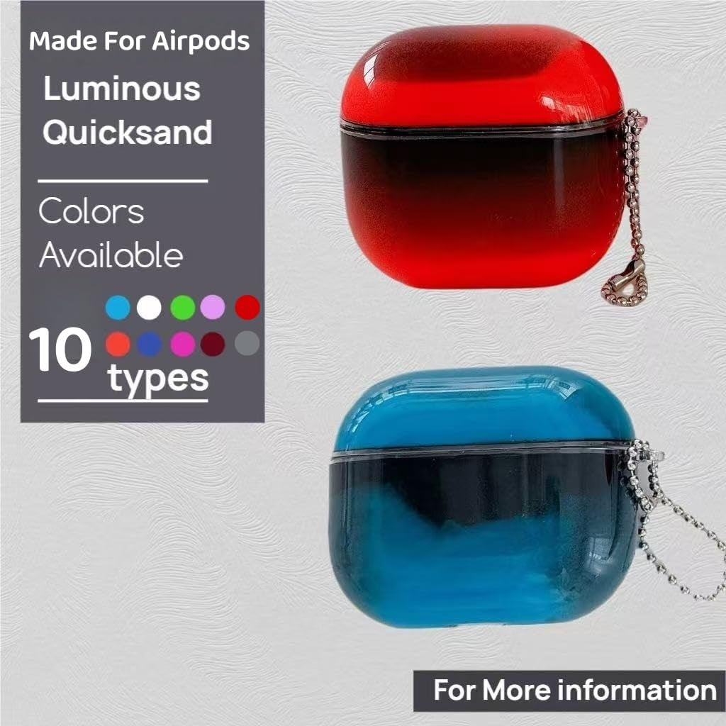 Earbuds Cover Compatible with Airpods 1/2/3, Glow-In-The-Dark Quicksand Earbud Case for Airpods 4 & Pro Series, Includes 2 Luminous Stickers