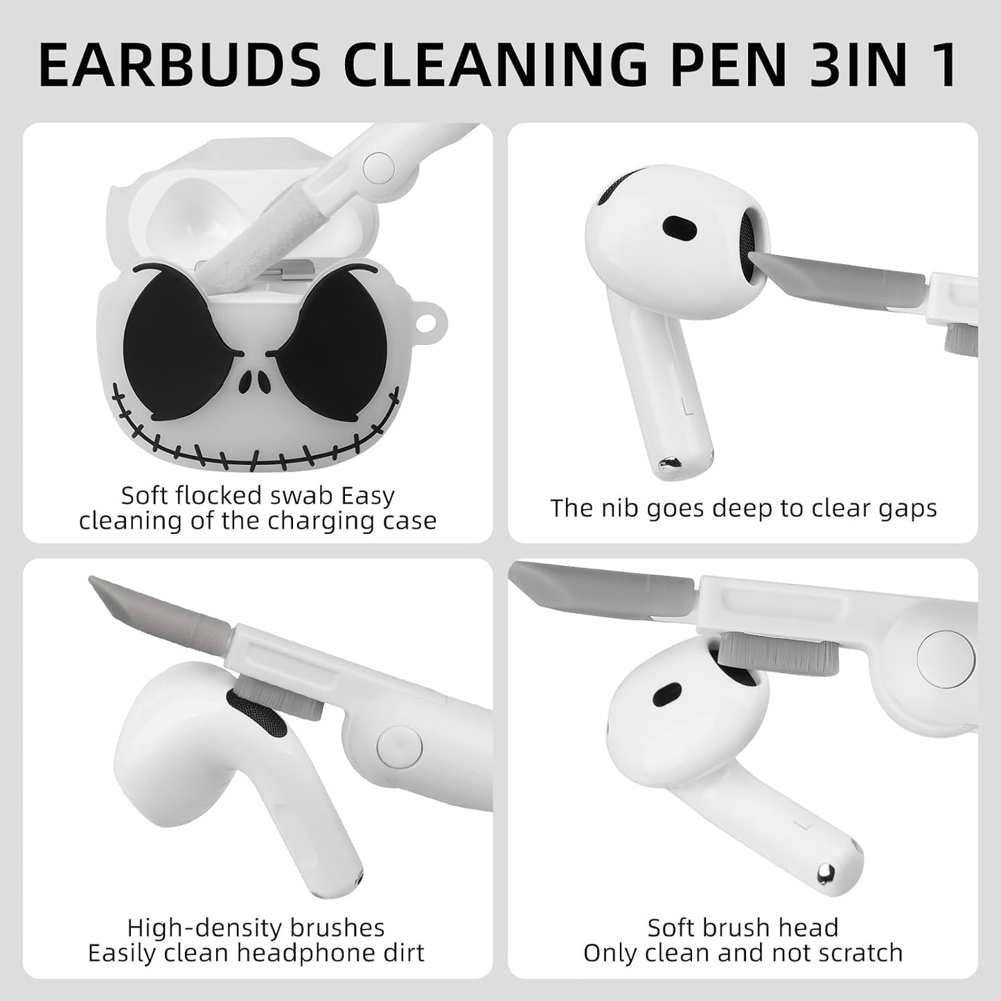Glow in the Dark Airpods 4 Case with Cleaner Kit&Cute Panda Keychain