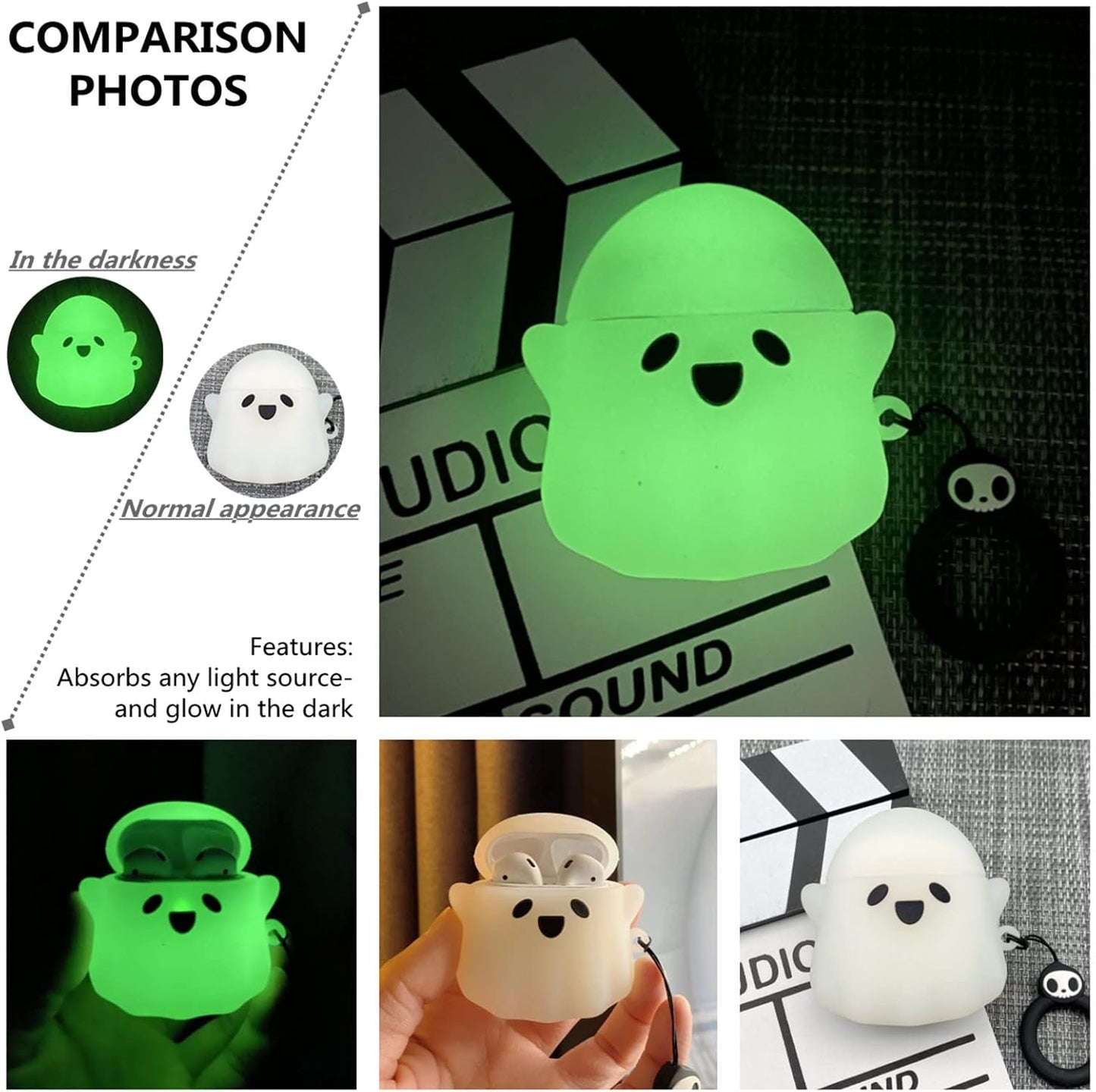 Compatible with Airpods 2/1 Case Cover Cute, Glow in the Dark