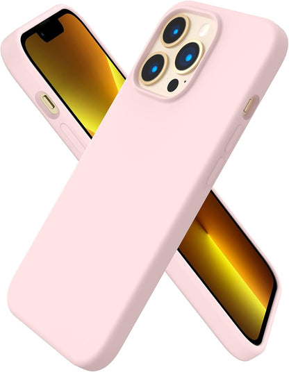 for Iphone 13 Pro Case, Slim Liquid Silicone, Chalk Pink
