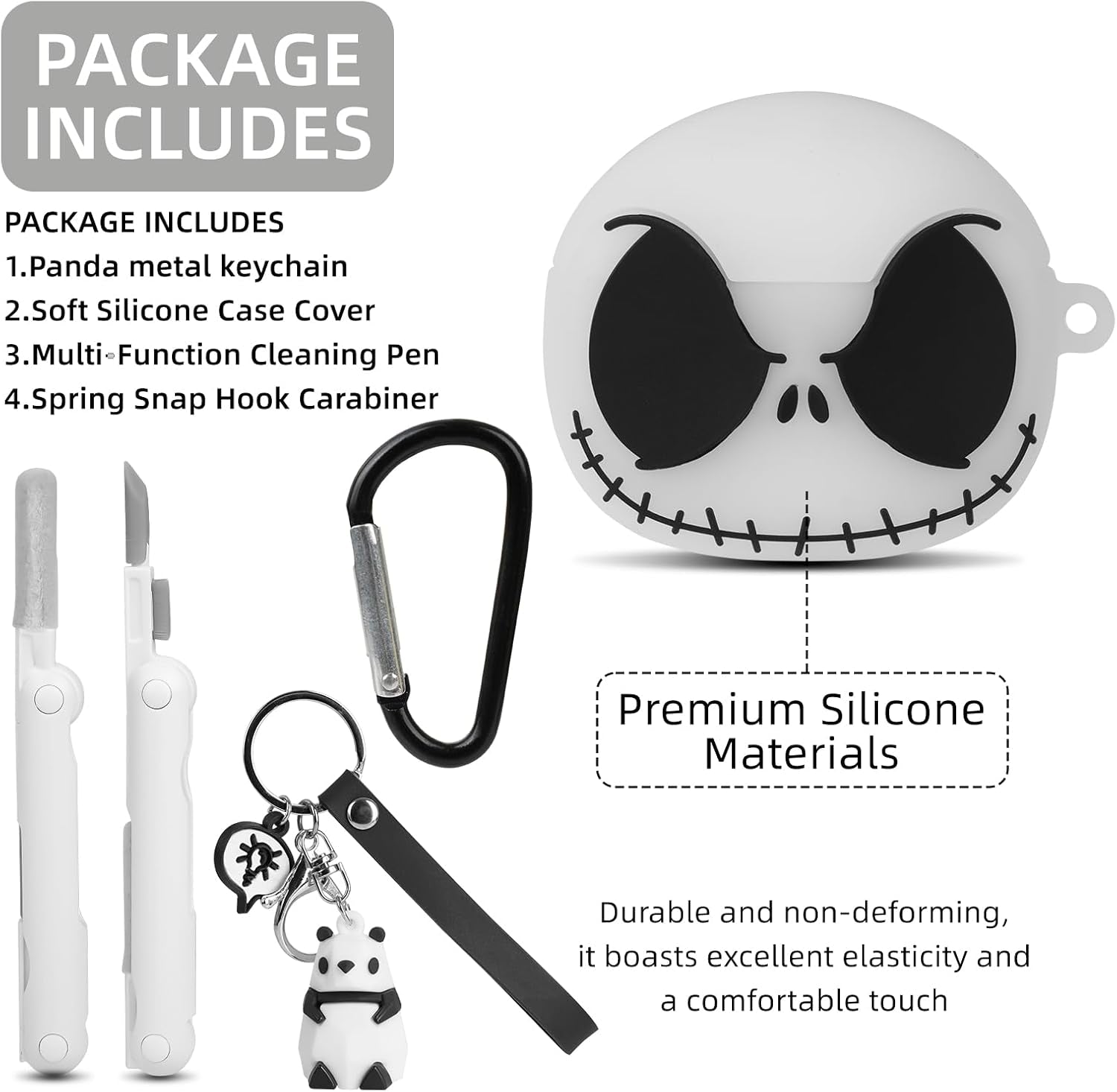 Glow in the Dark Airpods 4 Case with Cleaner Kit&Cute Panda Keychain