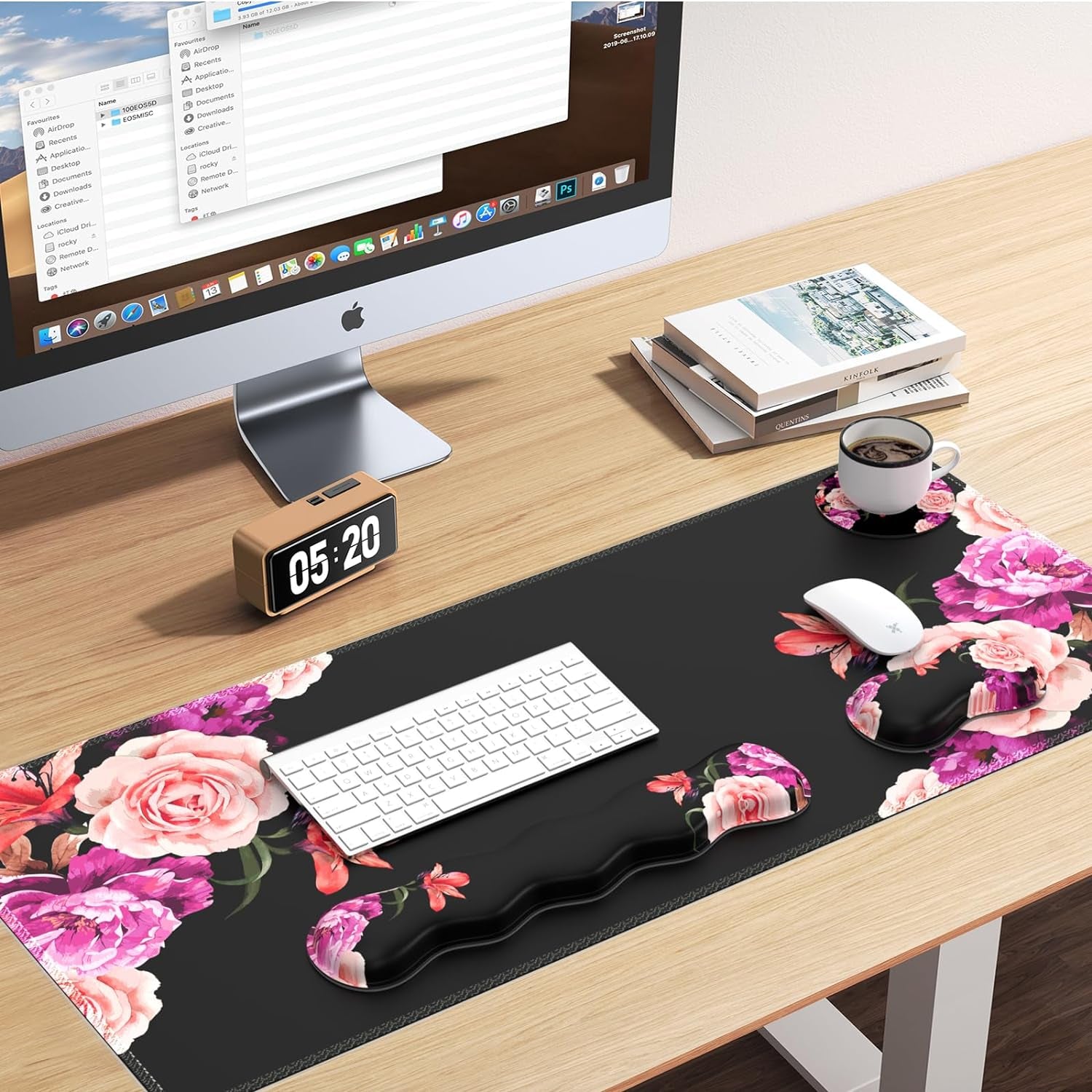 Mouse Pad Set, Peony Flower Desk Mat for Keyboard and Mouse
